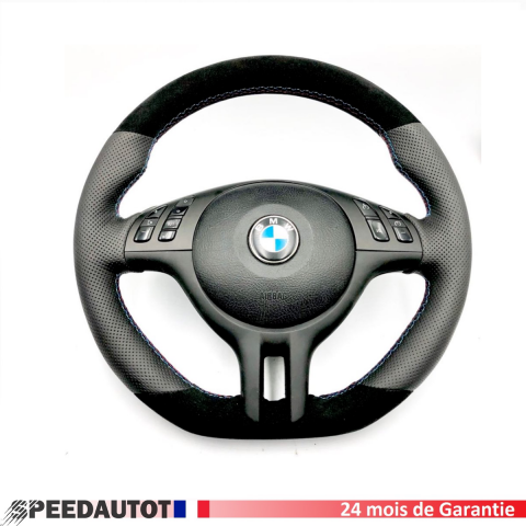 Volant cuir Alcantara aplati BMW E46, M3 E39, M5 X5 MULTIFOBCTION  AIRBAG