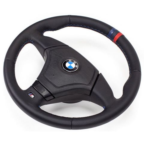 Leder Lenkrad Lederlenkrad BMW M3 E46 Steering Wheel mit Airbag DREI STREIFEN